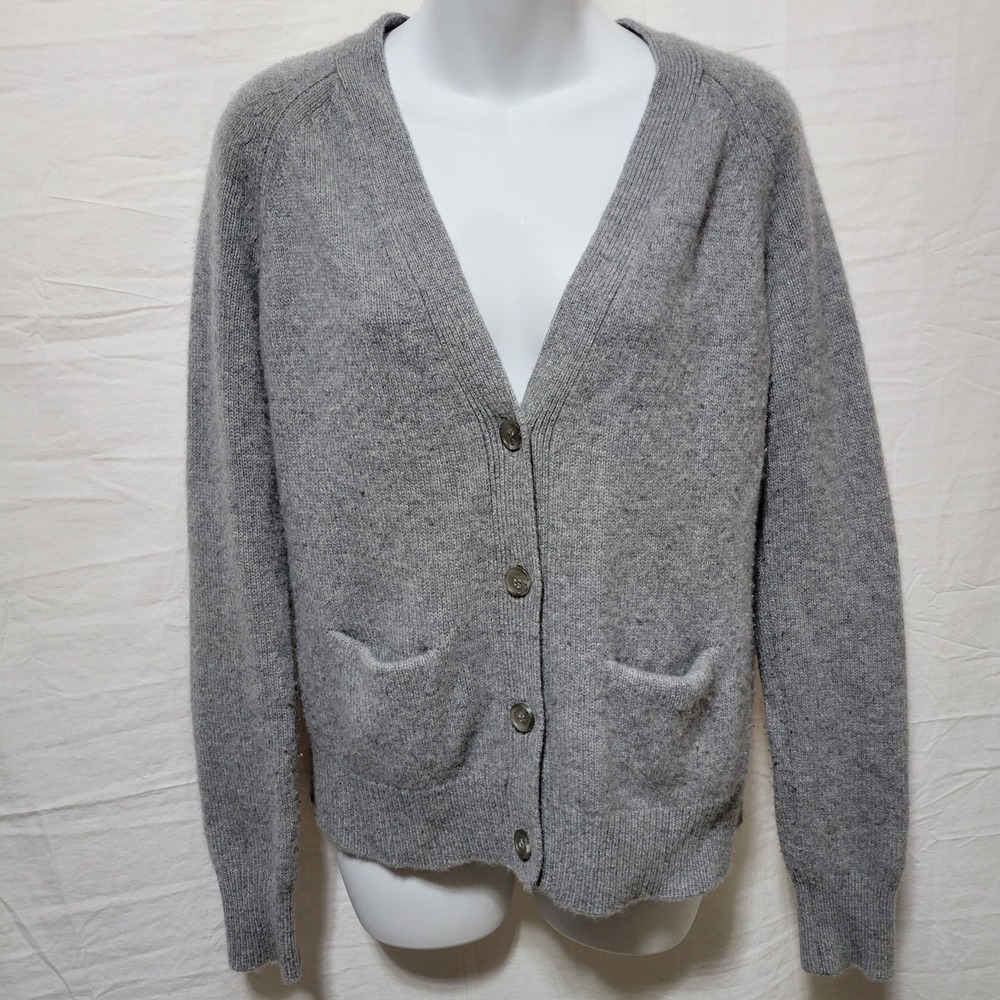 JENNI KAYNE Size Small Stanford 100% Cashmere Button Cardigan Gray Front Pockets